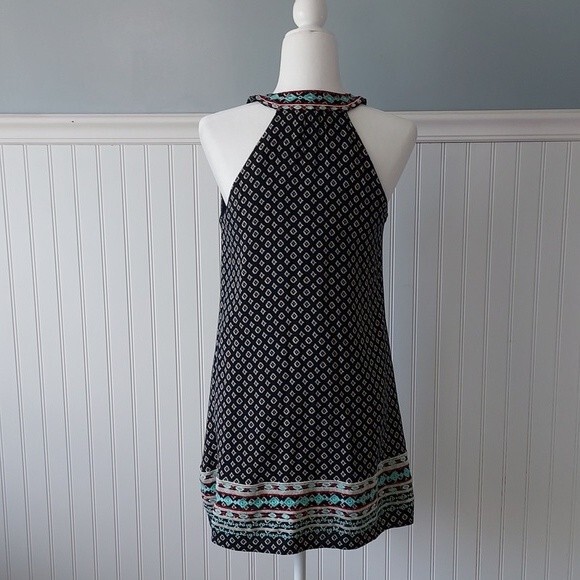 THML Black Embroidered Boho Sheath Dress Notch V Neck Sleeveless Small - Picture 5 of 11